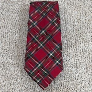 Tommy Hilfiger Red and Green Tartan Silk Tie